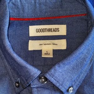 Amazon Goodthreads indigo Large Slim fit Oxford shirt